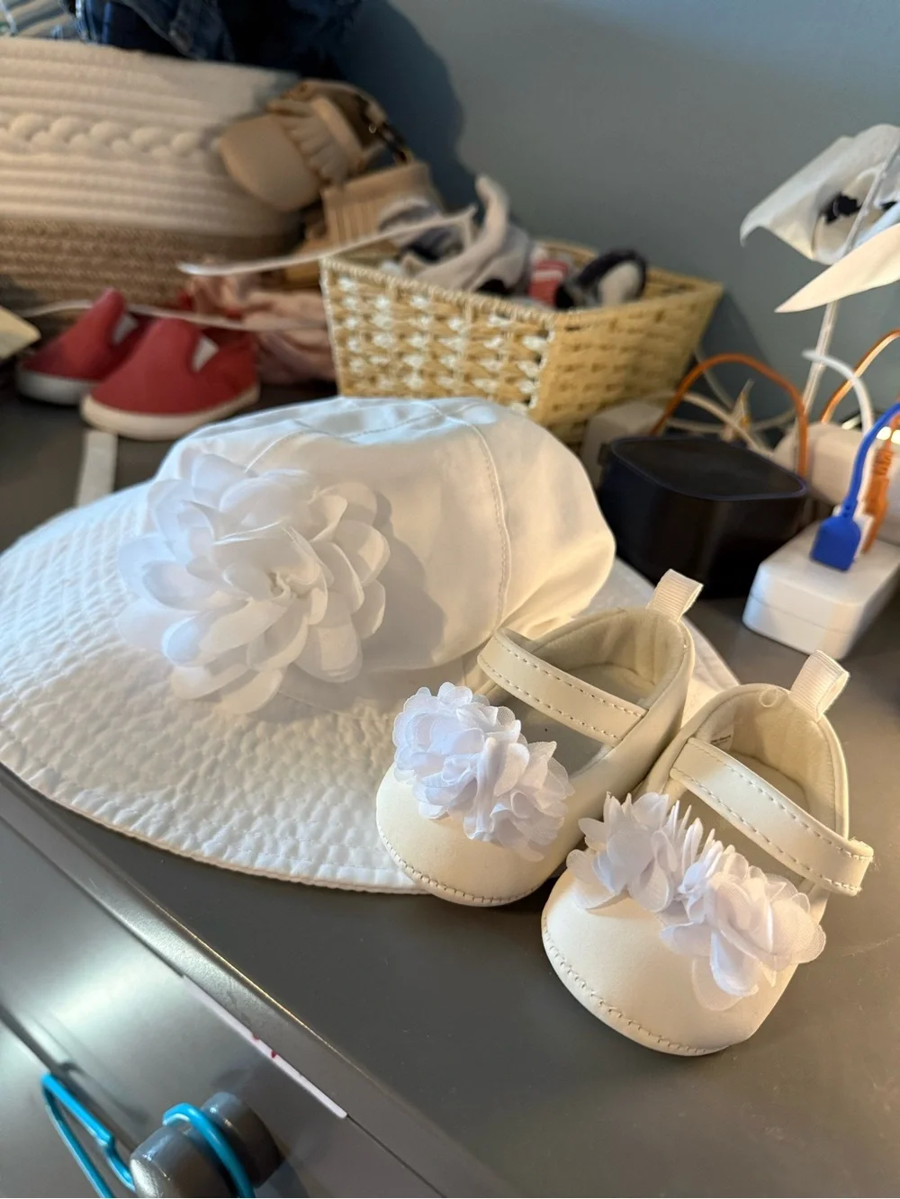 Children's Cream Floral Mary Jane Shoes - Baby Girls